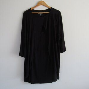 Roaman's Layered Shift Dress 1X Black Casual Classic Lagenlook Stretchy NWT